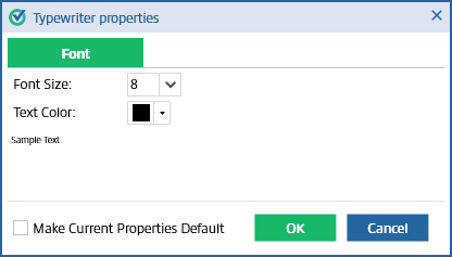 Typewriter Properties&nbsp;window