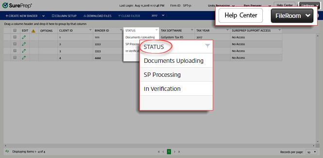 STATUS column in FoleRoom