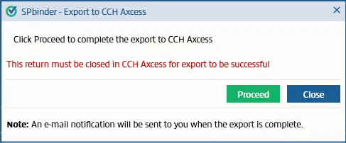 Notification that the return must be closed