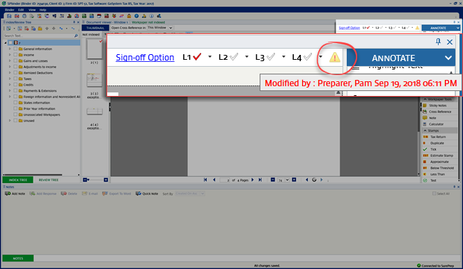 Caution&nbsp;icon in SPbinder listing Modified By data