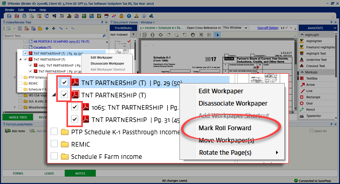 Select&nbsp;Mark Roll Forward