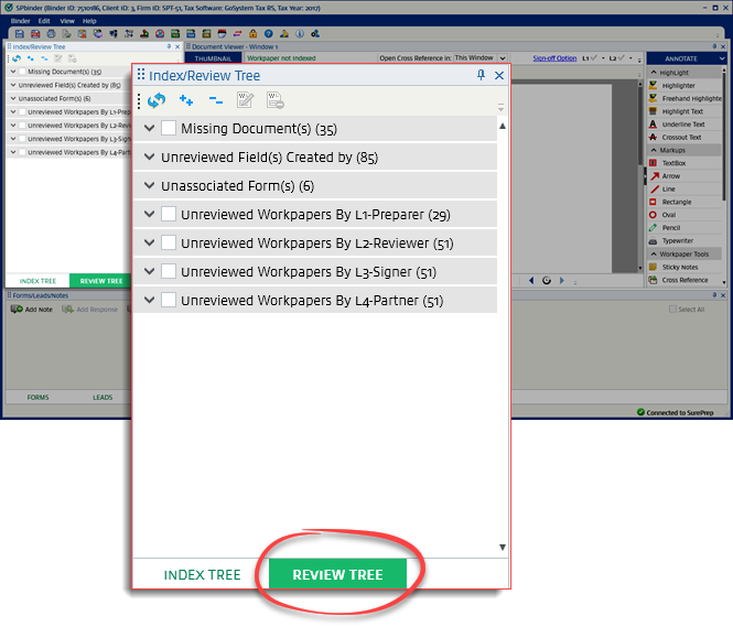 REVIEW TREE&nbsp;tab