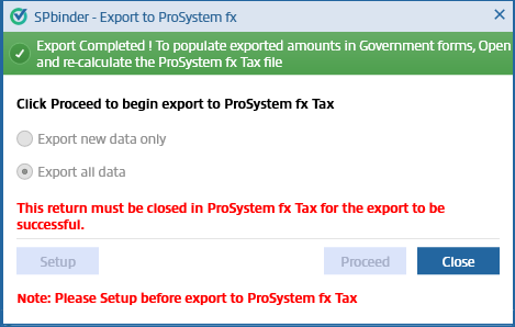 Notification that the export was completed