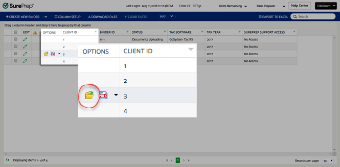 Select the Open icon