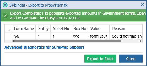 Notification that the export completed