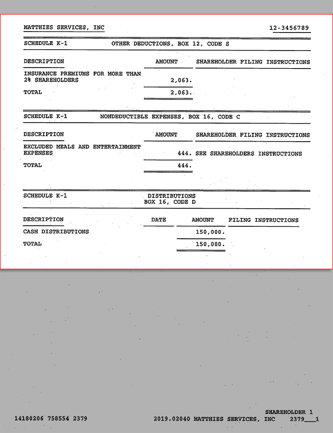 Schedule K-1 Other Deductions and Nondeductible expenses