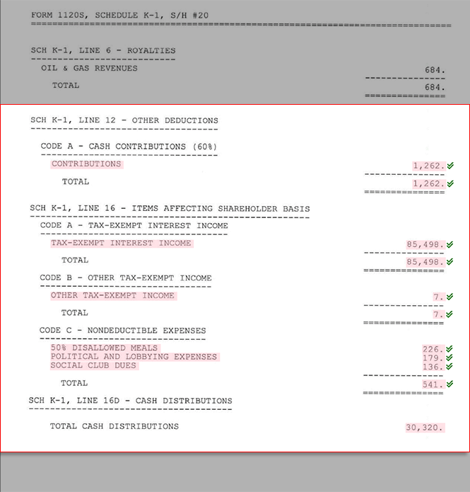 Schedule K-1 Lines 12, 16, Code B, Code C, and Line 16D