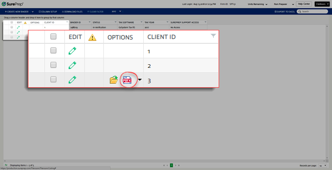 Select the Save PBFX icon 