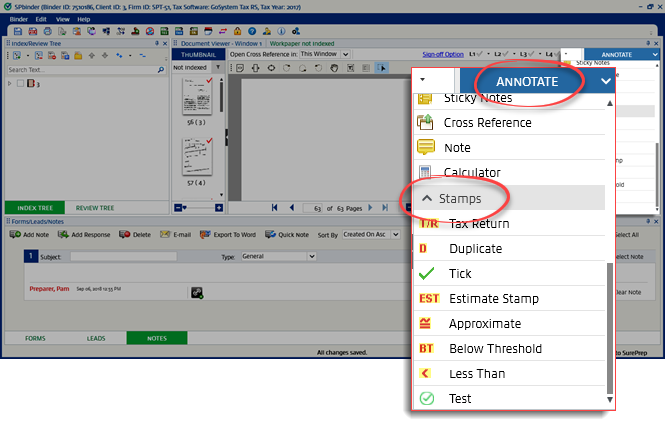 Select Stamps from ANNOTATE