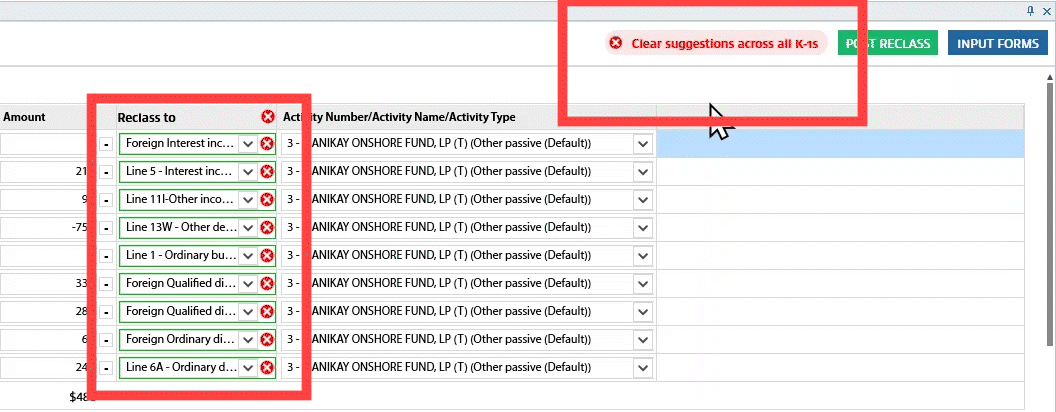 Select the Clear Icon for each document