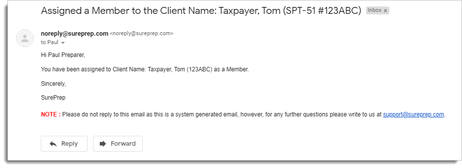Notify Members email