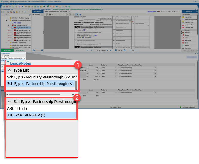 View supplemental data for the selected K-1