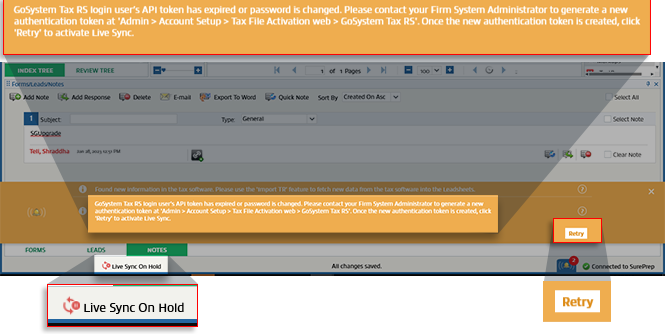 Live Sync on Hold status