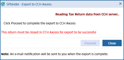 Notification that the tax return data is being read