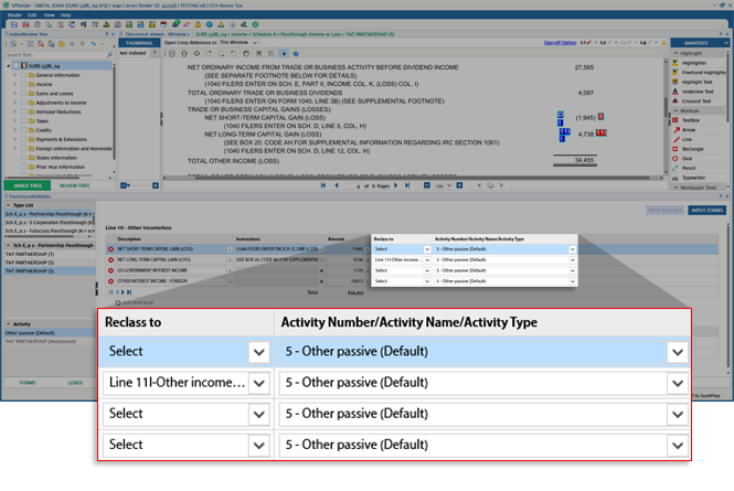 Reclass to&nbsp;and Activity Number/Activity Name/Activity Type&nbsp;columns