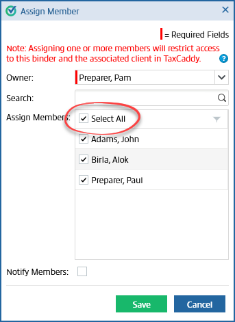 Select the Select All checkbox