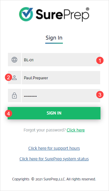 Sign-in screen