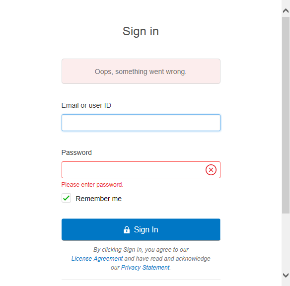 Lacerte sign-in screen