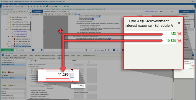 Multiple amounts combined into a single line