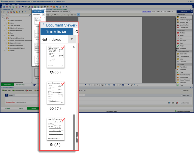 Thumbnail panel in the document viewer