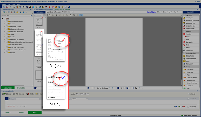 Sign off checkmark on document