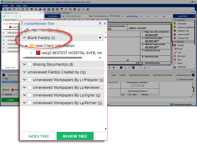 Blank Fields section