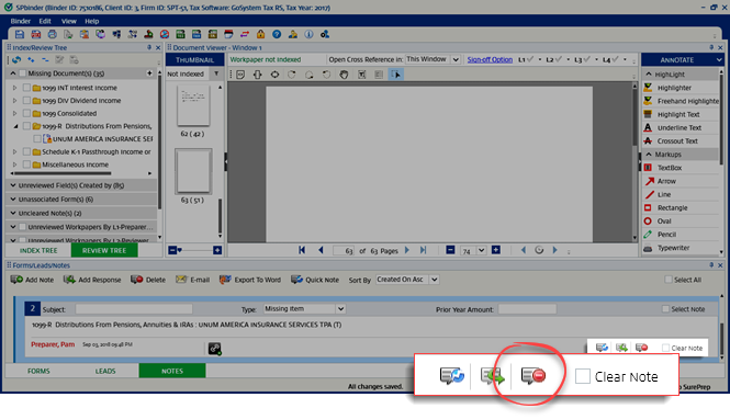 Select the Delete note&nbsp;icon