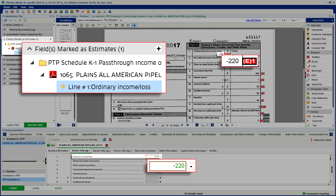 Select the field on the Review Tree