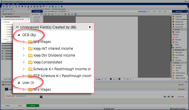 Unreviewed Field(s) Created by section