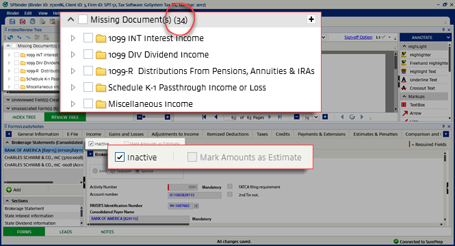 Count of documents in the Missing Documents category