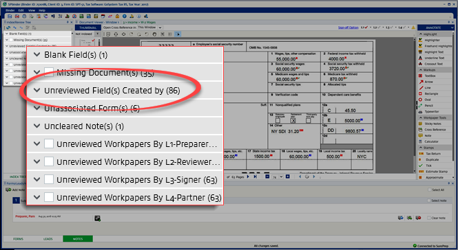 "Unreviewed Field(s) Created by" section
