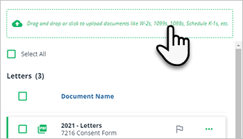 Upload a client's documents