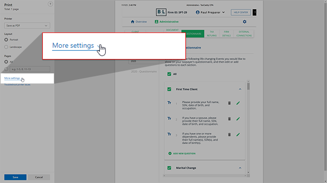 Select&nbsp;More settings
