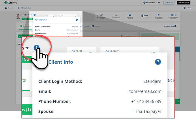 Select the Client Info icon