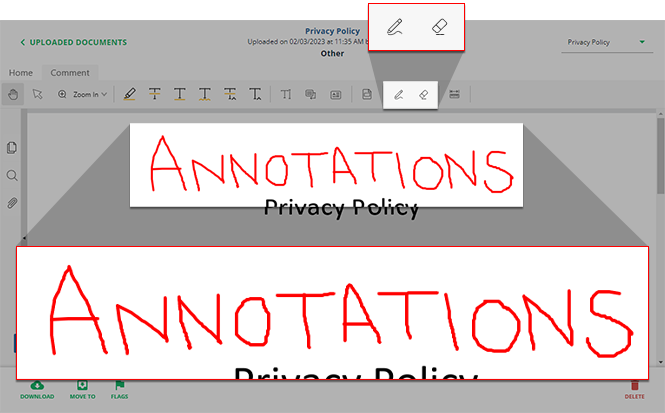 Place a drawn annotation