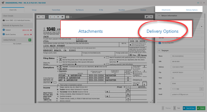 Select Delivery Options