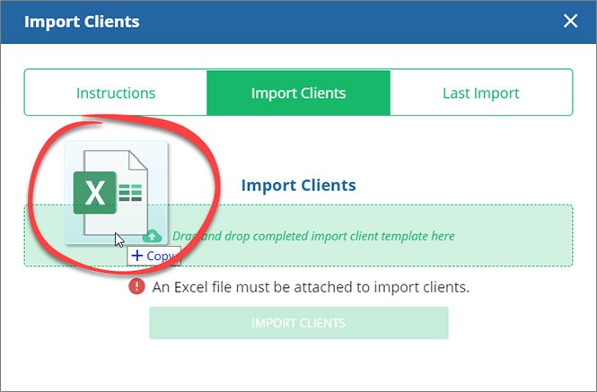 Upload new file into the drag and drop zone