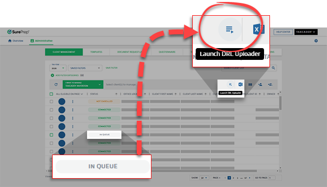 Select the Launch DRL Uploader icon