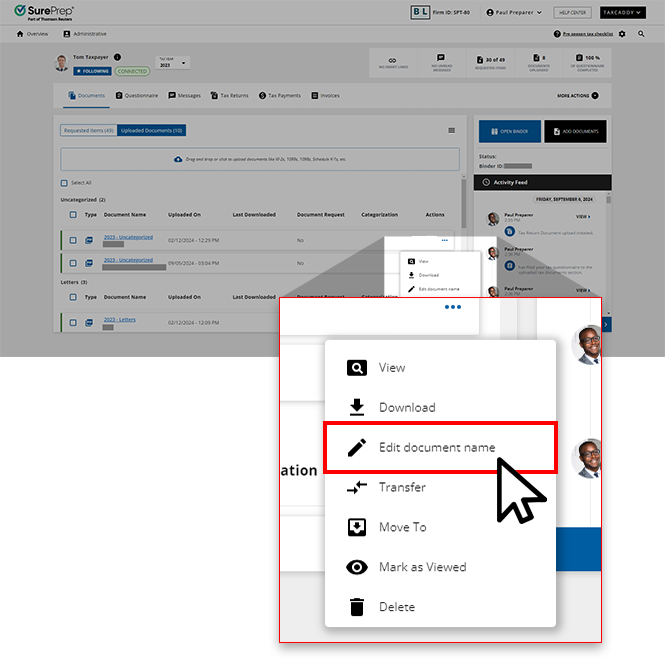 Select&nbsp;Edit document name