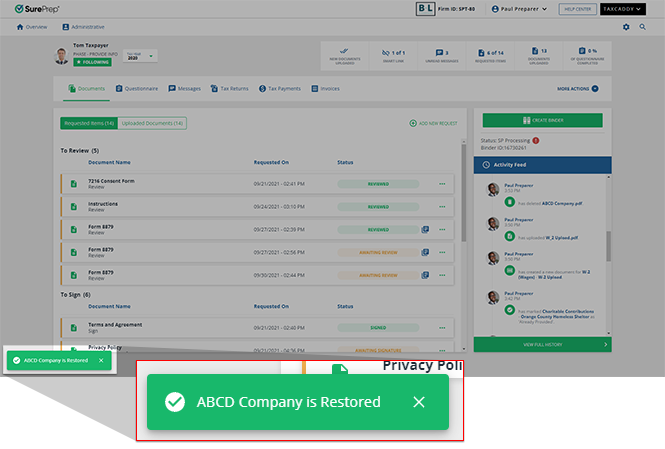 Confirmation notification