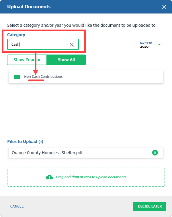 Search for a category