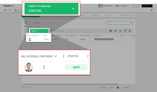 Select SEND DRL from the I WANT TO MANAGE menu