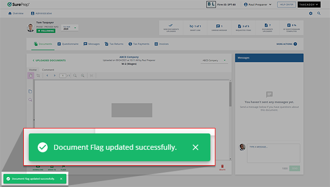 Notification that the flag was updated successfully