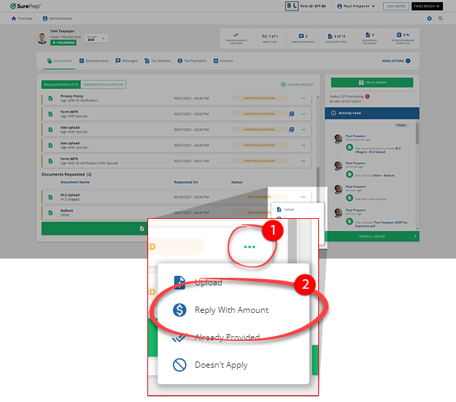 Select&nbsp;Reply With Amount
