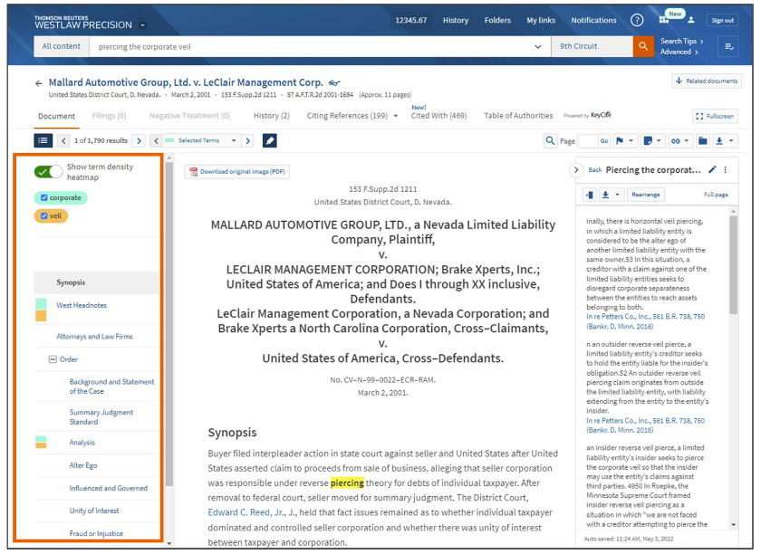Example of term frequency heat map