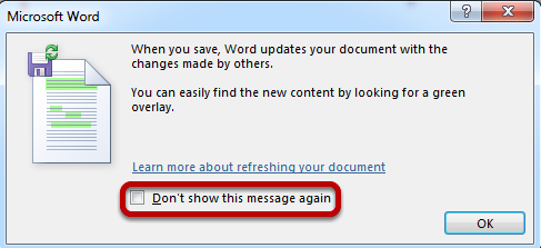 When you save, Word updates your document with the changes made by others.