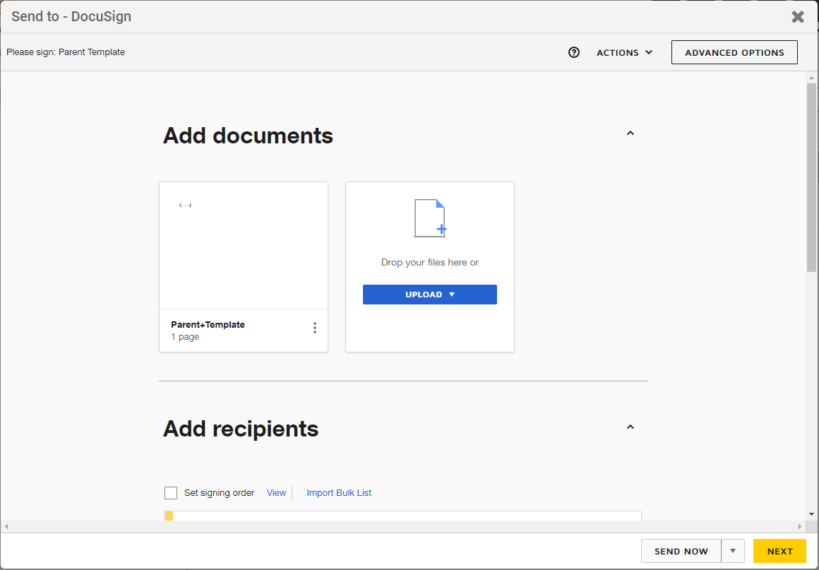 Screenshot of file upload page