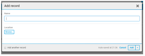 Screenshot of the Add record screen.