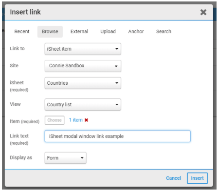 Screenshot of available configuration options.