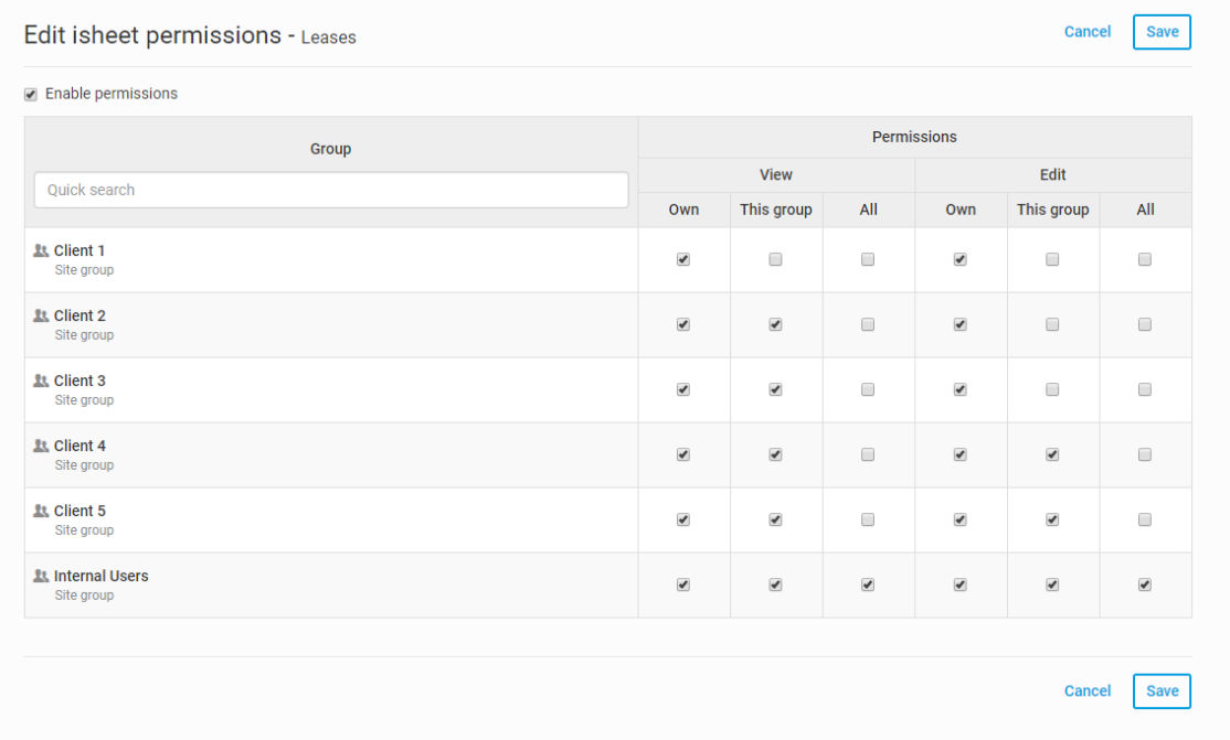Screenshot example of edit isheet permissions.